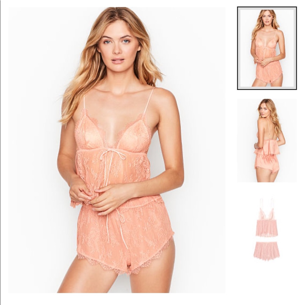 NWOT Sheer Lace Cami & Short Set